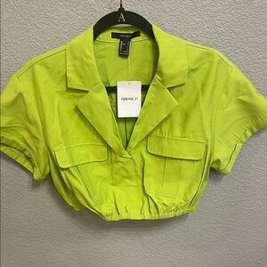 Forever 21 Bright Green Cropped Blouse